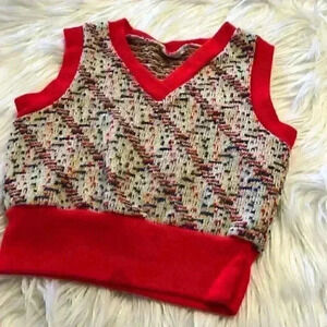 vtg turbo acrylic sweater boy girl size 6+ months  red and white with sprinkles